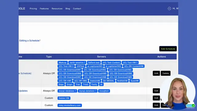 Cloud Toggle dashboard showing the top-left drop-down menu
