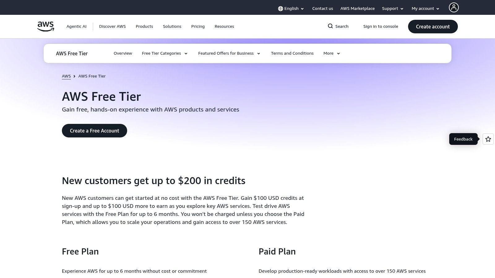 AWS Free Tier (New Credit Based Model)