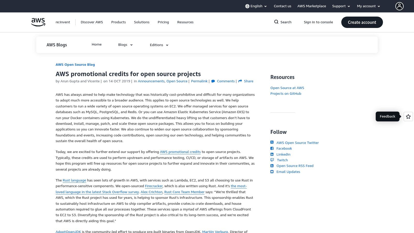 AWS Open Source Credits Program