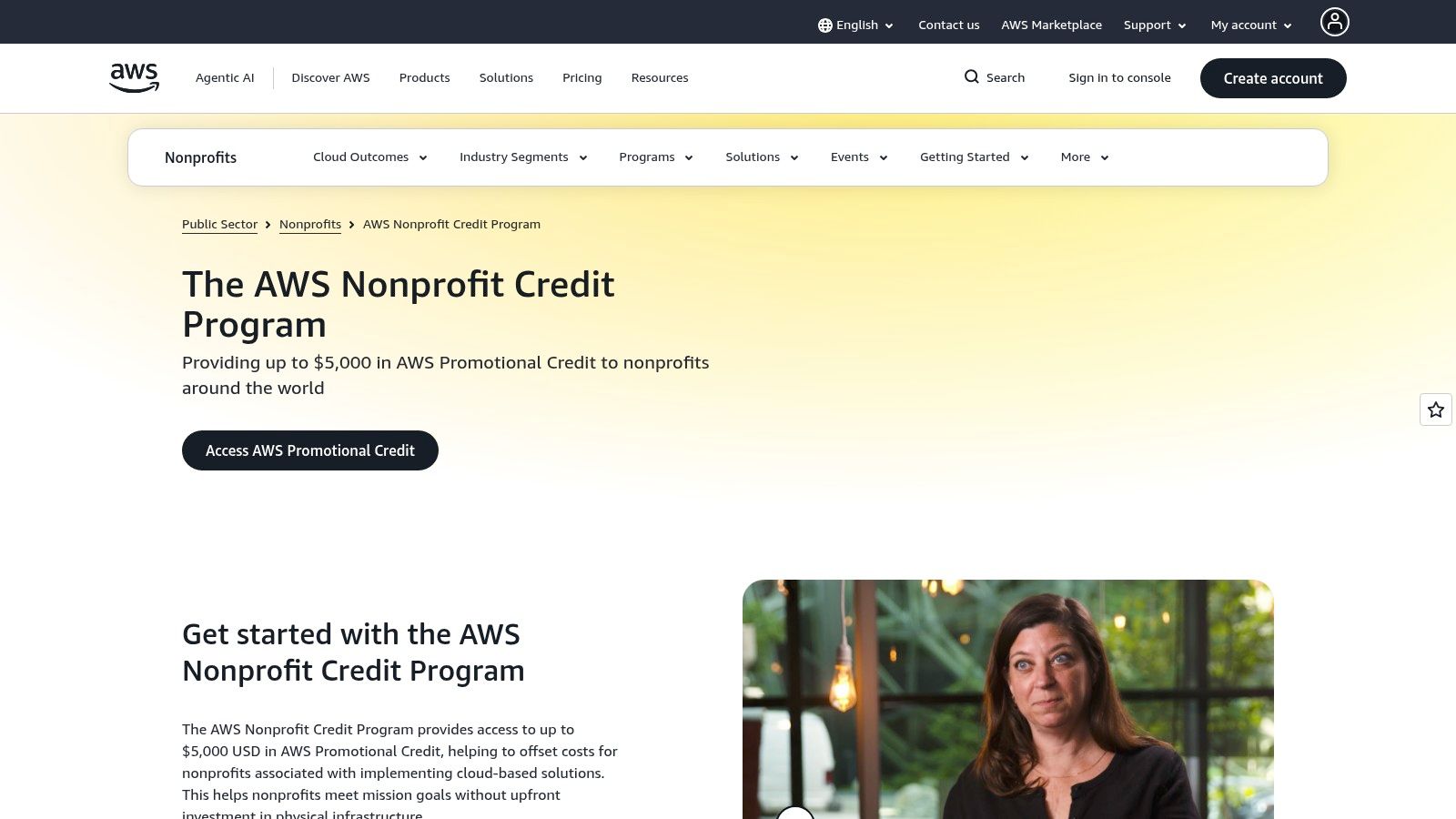AWS Nonprofit Credit Program (via TechSoup)