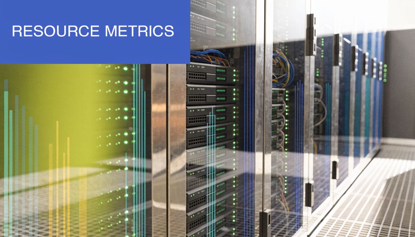 A data center server room showing rows of black rack-mounted servers with glowing green status lights.